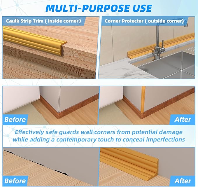 10FT Flexible Wall Corner Protector Moulding Trim, Peel and Stick Inside & Outside Wall Corner Guards Edge Protector,Self Adhesive Molding Trim Strip for Edge Ceiling