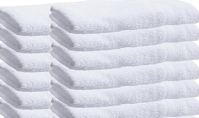 Towels N More Washcloth (60 White) - 100% Cotton Washcloth 12 x 12 - Highly Absorbent Bathroom washcloths, All Purpose Cleaning Towels, Face Towels (60)