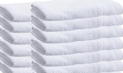 Towels N More Washcloth (60 White) - 100% Cotton Washcloth 12 x 12 - Highly Absorbent Bathroom washcloths, All Purpose Cleaning Towels, Face Towels (60)