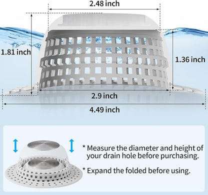 Shower Drain Hair Catcher Bathtub Drain Cover Shower Protector for Pop-Up & Regular Drains