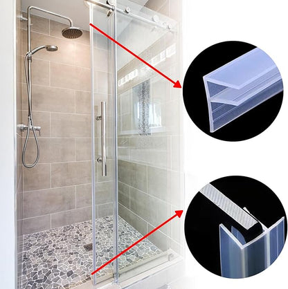 Frameless Soft Shower Door Sweep Seal Drip Rail, Glass Shower Silicone Door Seal Strip,Weatherproof Silicone Seal Fit for Glass (F Type, 12mm (1/2"))