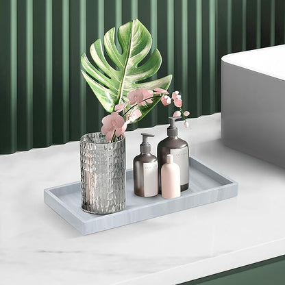 Bathroom Counter Tray,EG-SIPRO High-Grade Thickened Silicone Bathroom Vanity Tray,Shatterproof Durable Rectangle Bathroom Tray Soap Dispenser Tray for Bathroom Countertop,Small+Large (EGTRAY)