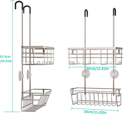 HapiRm Hanging Shower Caddy Organizer - No Drilling Shower Organizer with Inclined Shelf, Rustproof & Waterproof 304 Stainless Steel Bathroom Caddy - Brushed Nickel