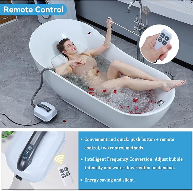 Wavemat Bathtub Massage Cushion,6-Speed Bubbles Wave Mat for Tub,Home Spa Bubble Bath Massager with Inflatable Pillow
