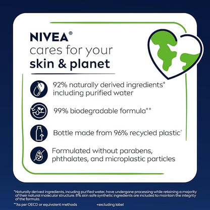 NIVEA MEN Maximum Hydration Body Wash for Dry Skin, Aloe Vera Enriched, 3-in-1 Moisturizing Body Wash, Face and Hair, Paraben Free, Vegan Formula, 16.9 Fl Oz Bottle