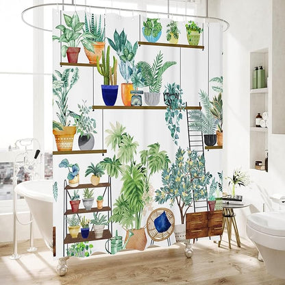 Bohemian Shower Curtain, Boho Floral Print Water Repellent Polyester Fabric for Bathroom Decor, 72×72 Inch Standard Size with 12 Hooks, Also as Room Divider