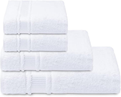 Melissa Linen 8 Piece Turkish Cotton Towel Set, 2 Bath Towel 28 x 55 Inches, 2 Hand Towel 20 x 35 Inches, 4 Fingertip Towel 12 x 18 Inches, White, Absorbent, Quick Dry, Durable and Soft Shower Towel