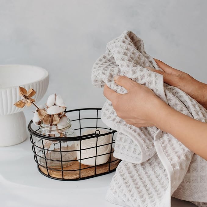 sea me at home Waffle Bath Sheet Set, 100% Turkish Cotton, Includes 1 Bath Sheet, 1 Hand Towel, 2 Face Towels