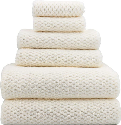 YTYC 29x59 Inch Extra Large Bath Towels Set Quick Dry Super Soft Microfiber Towels for Bathroom 80% Polyester (White,6 Piece)