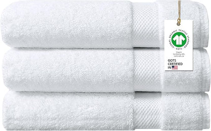 Delara 100% Organic Cotton Towels 650 GSM Plush Feather Touch Quick Dry Bath Sheet, Pack of 3 GOTS Certified, Oeko-Tex Green Certified, Organic Cotton Bath Sheet, 36"X70"
