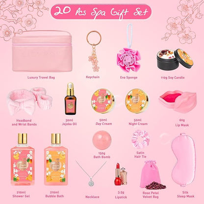 Christmas Gifts for Women Gift -20-Piece Luxury Bath and Body Gift Bath Gift Set for Women, Spa Gift Sets | Perfect for Mothers Day, Birthday Gifts, Anniversary, Holiday Gift for Her, Gifts for Mom