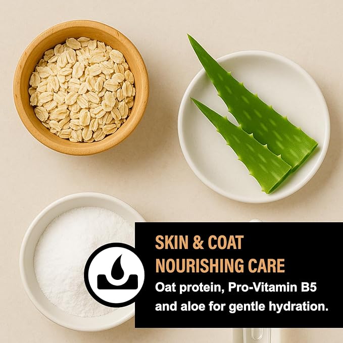 Dog Shampoo for Sensitive Skin - Gentle Natural Dog Wash for Odor Control - Oatmeal Shampoo for All Dogs & Puppies - 8fl oz (Oatmeal Honey)