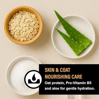 Dog Shampoo for Sensitive Skin - Gentle Natural Dog Wash for Odor Control - Oatmeal Shampoo for All Dogs & Puppies - 8fl oz (Oatmeal Honey)