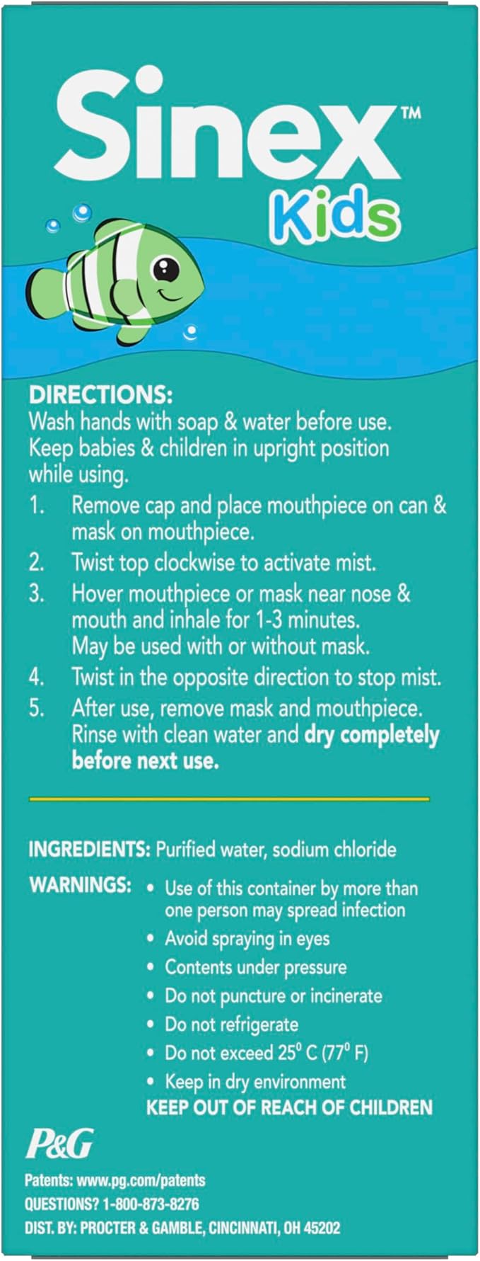 Vicks Sinex Kids Saline Easy Mist Refill, Drug Free Saline, Ages 1 Month+, Gently Clears and Soothes Everyday Stuffy Noses, Safe for Daily Use, 1.7 OZ