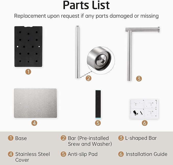 KES Freestanding Toilet Paper Holder Stand Bathroom Toilet Paper Storage Stainless Steel Brushed Steel, BPH286S1A-2