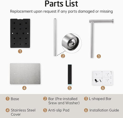 KES Freestanding Toilet Paper Holder Stand Bathroom Toilet Paper Storage Stainless Steel Brushed Steel, BPH286S1A-2