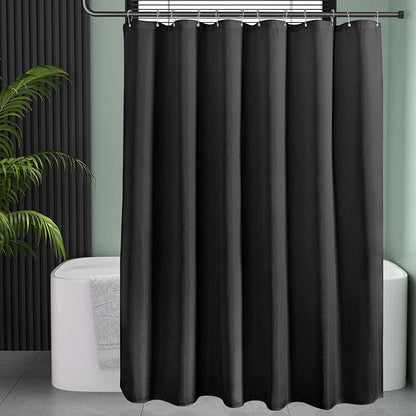 AmazerBath Waffle Shower Curtain, Heavy Duty Fabric Shower Curtains with Waffle Weave Hotel Quality Bathroom Shower Curtains, 72 x 78 Inches (Black)