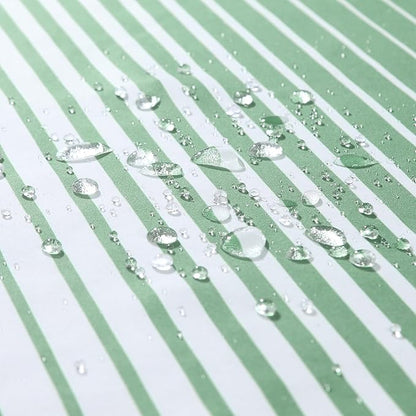 Extra Long Green Shower Curtain, Sage Green and White Gradient Vertical Stripe Waterproof Polyester Shower Curtains for Bathroom, 72x84 Inches