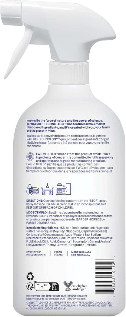 ATTITUDE All Purpose Cleaner Spray, EWG Verified, Vegan, Made with 94% Plant-Based Ingredients, Streak-Free for Kitchen, Bathroom, Glass & More, Lavender, 27.1 Fl Oz (Pack of 3)