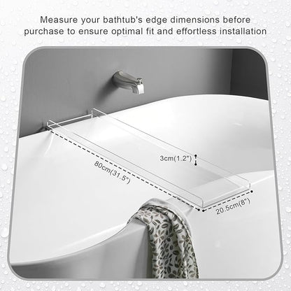 Clear Bathtub Tray Caddy, Bath Tub Rack Shelf, Luxury Bathroom Organizer Tablet Holder, Acrylic SHUNLI