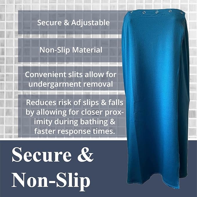Dignity Bath & Spa Bathing Cover Up for Elderly, Senior & Disabled Men | Provides Privacy & Helps Caregivers with Bathing | Secure & Adjustable | Lightweight, Quick Drying & Non Slip (Men's S/M)