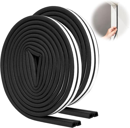 SUNMON Weather Stripping Door Seal, D-Type Strip Weather Stripping Seal Strip for Doors/Windows, Soundproofing Weatherstrip Gap Collision Avoidance 33 Feet (Black
