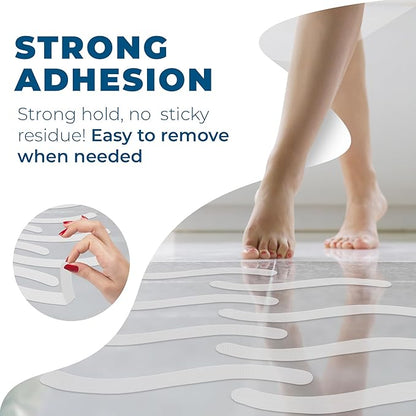 Anti-Slip Shower Stickers - Help Reduce Slipping in Bathtub & Shower, White Non-Slip Bath Strips, Strong Adhesive Bathtub Appliques Suitable for Homes with Kids, Adults & Seniors - 24 Pcs - Homergy