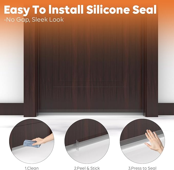 T-Shaped Silicone Door Weather Stripping for Side, 1.97 in x 20 Ft Door Draft Stopper Shower Seal Strip for Door Frame & Windows and Shower Sweep Gaps(Clear)