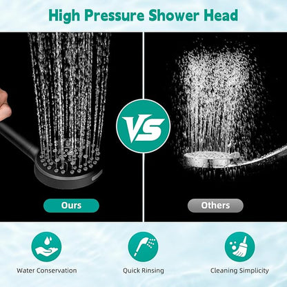 Hibbent Filtered Shower Head with Handheld, High Pressure 10 Spray Showerhead with Filters, Water Softener for Hard Water-Remove Chlorine, Reduces Dry Itchy Skin, Improve Skin& Hair Texture, Black