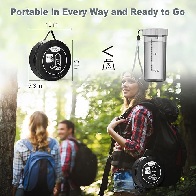 Portable Shower for Camping, 5 Gal/20 L Solar Heating Camping Shower Bag with Shower Pump, Portable Shower Head, Essential for Camping,Festivals, Overlanding, Beach Trips