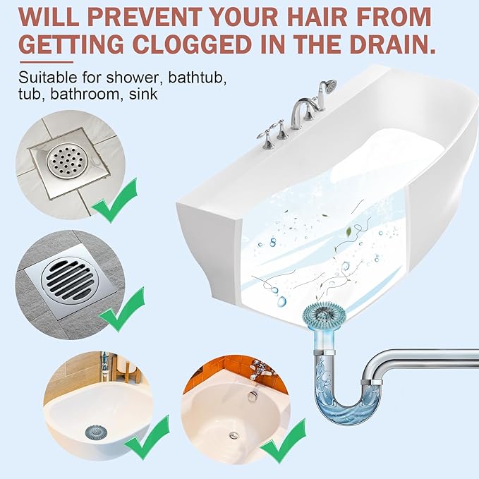 Gotega Bathroom Sink Drain Strainers, Hair Catcher Shower Drain Covers Protector, Flexible TPR Material, Multiple Colors for Bathroom Tub Shower and Sink Hair Trap Garbage Disposal Parts, 5 Pack