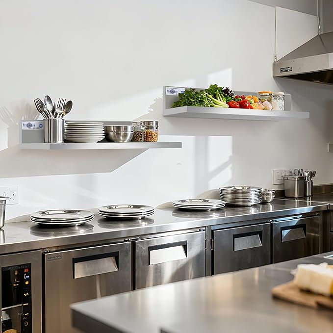 Profeeshaw Stainless Steel Shelf Wall Mounted Commercial Stainless Steel Shelves 8.6 * 16 Inch 44lb Heavy Duty Commercial Kitchen Shelf for Restaurant, Bar, Utility Room, Kitchen and Garage