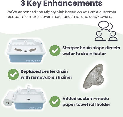 Portable Sink: Patented Wash Station with Electronic Faucet | 2 Gallons | Easy Setup | Indoor & Outdoor Use | Ideal for Dishwashing, Camping Hygiene, Gardening, Pottery & More
