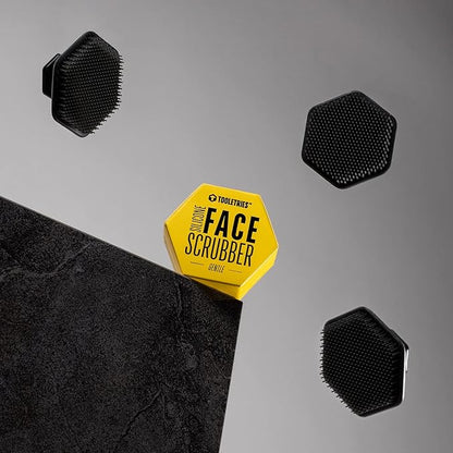 TOOLETRIES Men's Face Scrubber - Premium Silicone Facial Cleansing Brush, Gentle Exfoliator Pad & Soft-Touch Massager - Removes Dead & Dry Skin - Long Lasting Shower Accessories - Charcoal