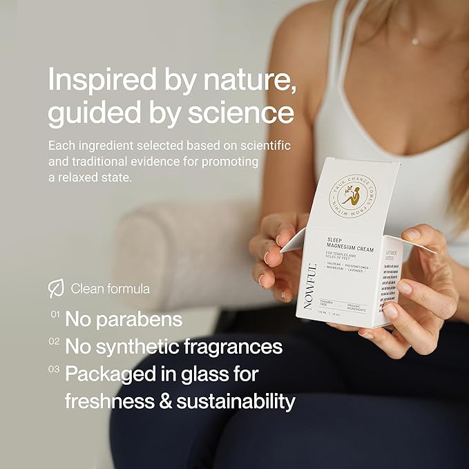 Sleep Aid Magnesium Cream - Valerian Root & Passionflower for Calm - Natural Night Balm for Anxiety & Restful Sleep - With Lavender Oil for Calm Before Bed and Evening Relaxation