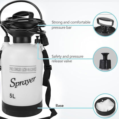 Portable Camping Shower, 5l Auto Manual Pressure Shower Pump with 360 Rotating Nozzle, Flow Adjustment Knob & Anti Slip Handle, Versatile Use for Hiking, Travel, Pet Bath