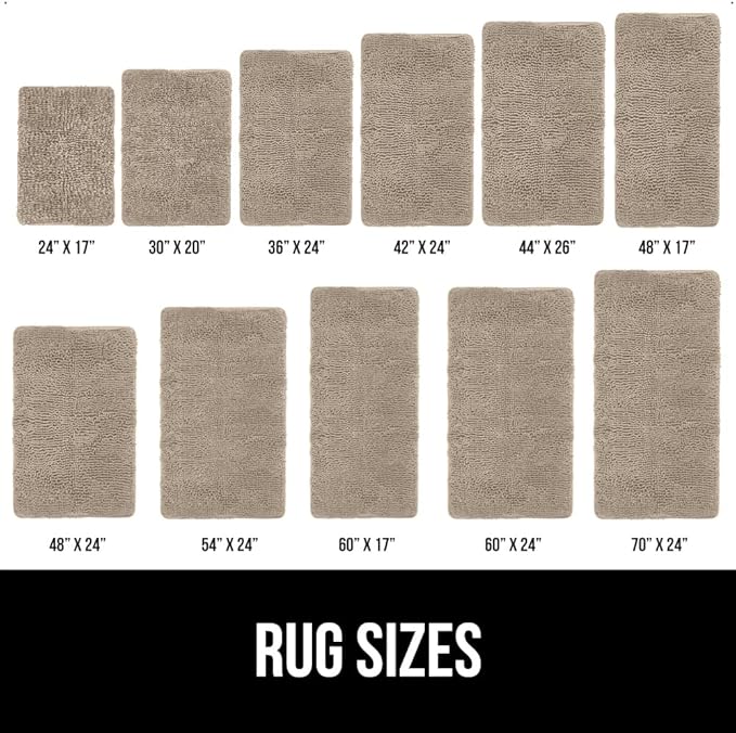 GORILLA GRIP Bath Rug Mat 42x24, Thick Absorbent Chenille, Quick Dry Microfiber Mats, Rubber Backing Washable Shower Floor Rugs, Bathmat Runner, US Designed Bathroom Home Decor Accessories Gray Beige