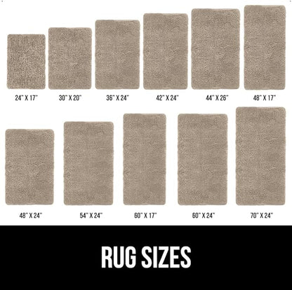 GORILLA GRIP Bath Rug Mat 36x24, Thick Absorbent Chenille, Quick Dry Microfiber Mats, Rubber Backing Washable Shower Floor Rugs, Bathmat Runner, US Designed Bathroom Home Decor Accessories Gray Beige