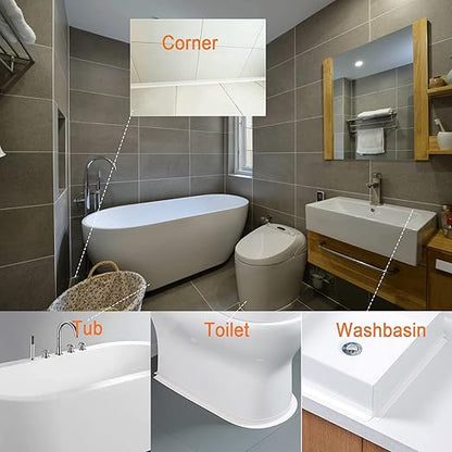 TOUSEA Waterproof Sealing Caulk Tape, Self Adhesive Sealant Strip for Bathroom, Toilet, Kitchen Countertop, Toilet, White