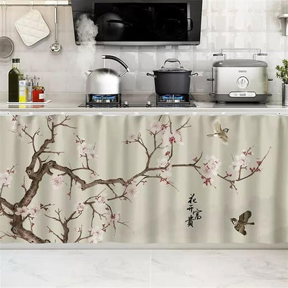 SK Studio Short Curtains for Kitchen, Cabinet Shelf Dust-Proof Blackout Tier Cafe Curtain Under Sink Skirt for Bathroom Laundry Room Style 15, 23.6" W x 31.5" H