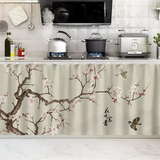 SK Studio Short Curtains for Kitchen, Cabinet Shelf Dust-Proof Blackout Tier Cafe Curtain Under Sink Skirt for Bathroom Laundry Room Style 15, 47.2" W x 23.6" H