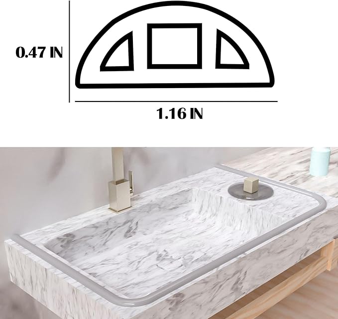 39" Shower Threshold Water Dam, Self-Adhesive Shower Barrier and Kitchen Water Stopper sealing Retention System Rubber Shower Guard Dam for Dry And Wet Separation Caulk Seal Strip Edge Trim