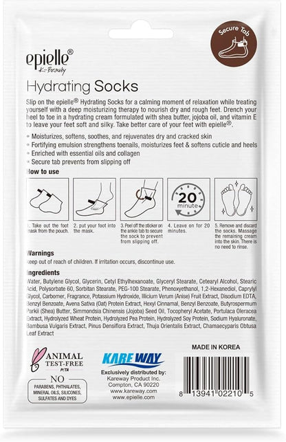 Epielle Hydrating Foot Mask 6 Pairs, Relieve and Soften with Shea Butter & Jojoba Oil, Deep Moisturizing Socks for Dry, Cracked Feet, Self Care Gifts for Women, Spa Kit, Stocking Stuffers