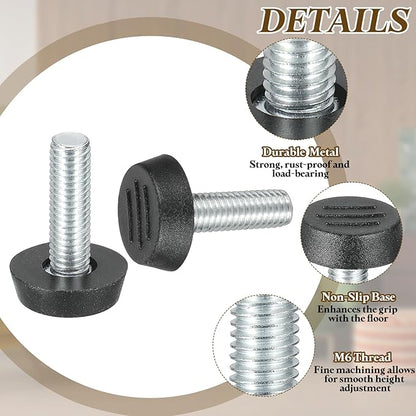 PATIKIL 10 Pcs M8 x 25mm Thread Adjustable Furniture Levelers, Furniture Feet Levelers Screw on Steel Screw in Threaded Leveling Feet Glides for Table Chair Cabinet Patio Legs
