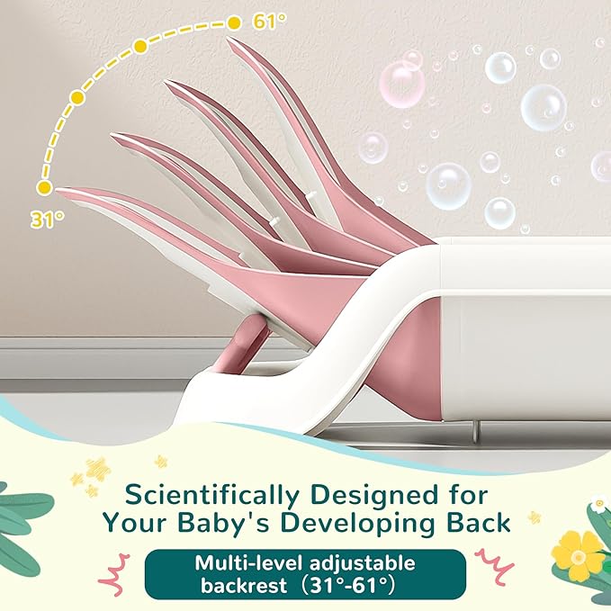 Baby Bathtub,5-in-1 Reclining Baby Bathtub,Baby Bath Tub with Real-Time Thermometer, Adjustable Recline for Custom Comfort for Newborn to Toddler- Ages 9 to 36 Months,Portable Newborn Travel Bath tub