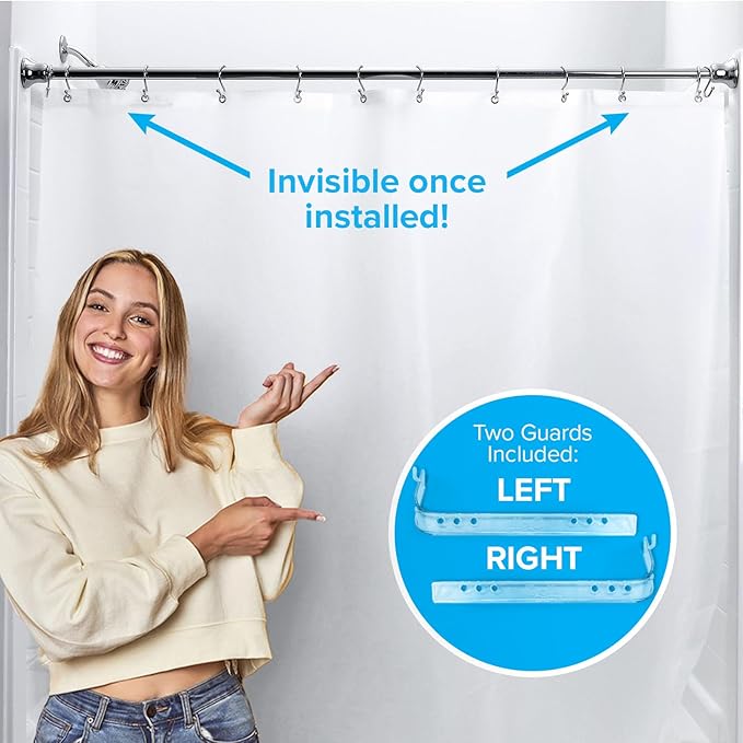 SlipX Solutions No Mess Splash Guard for Shower & Bathtub Curtain Liners | Bath Accessories to Keep Water Where It Belongs for A Non-Slip Bathroom Floor | Adhesive Free, Easy to Attach | 2 Per Pack