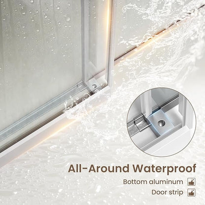 Bathbliss Glass Shower Door 44"-48" Wx76 H,Frameless Sliding Glass Door with 5/16"(8mm) Tempered Glass Shower with Brushed Nickel Finish
