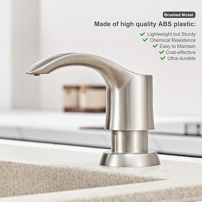 GAGALIFE Kitchen Sink Soap Dispenser with Large Bottle (Brushed Nickel), Built in Sink Soap Dispenser Refill from Top G080BN
