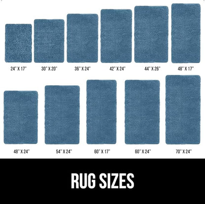 GORILLA GRIP Bath Rug Mat, Thick Soft Absorbent Chenille, Quick Dry Microfiber Mats, Rubber Backing Washable Shower Floor Rugs, Bathmat Runner, US Designed Bathroom Home Decor Accessories 24x17, Blue