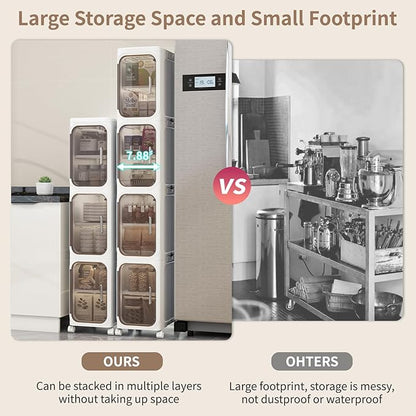 KHNR 5-Tiers Slim Bathroom Storage Cabinet, Foldable Storage Cabinets,Narrow Bathroom Storage,Movable Bathroom Storage Organizer for Small Spaces,Bathroom,Kitchen,Laundry,White